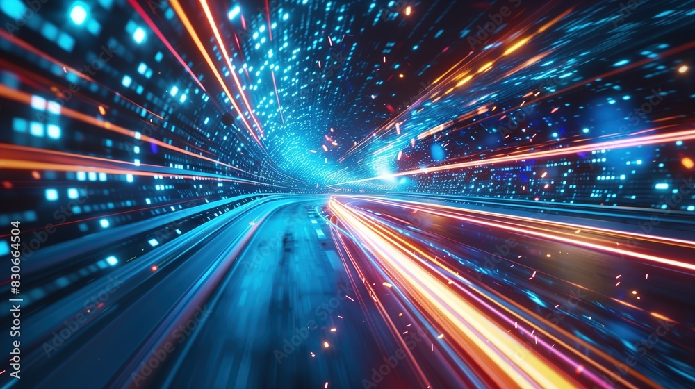 Obraz premium High-Speed Global Technology and Data Streams Background