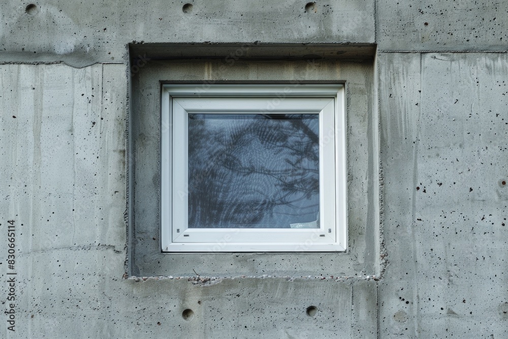 Emergency Exit: American Architecture of Egress Window in Concrete Basement Bedroom