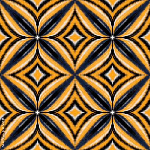 Ikat abstract fabric seamless pattern 