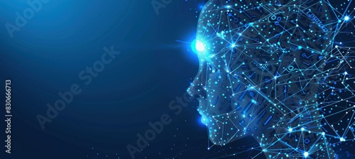 Artificial intelligence concept with a human head.