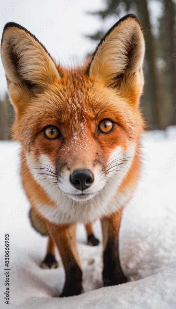 Fototapeta premium Close-up portrait of curious fox