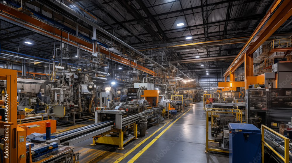 Future of Industry: High-Tech Factory Bathed in Gray & Yellow Future of Industry: High-Tech Factory Bathed in Gray & Yellow