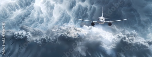 Airplane Navigating Through Intense Thunderstorm Turbulence photo