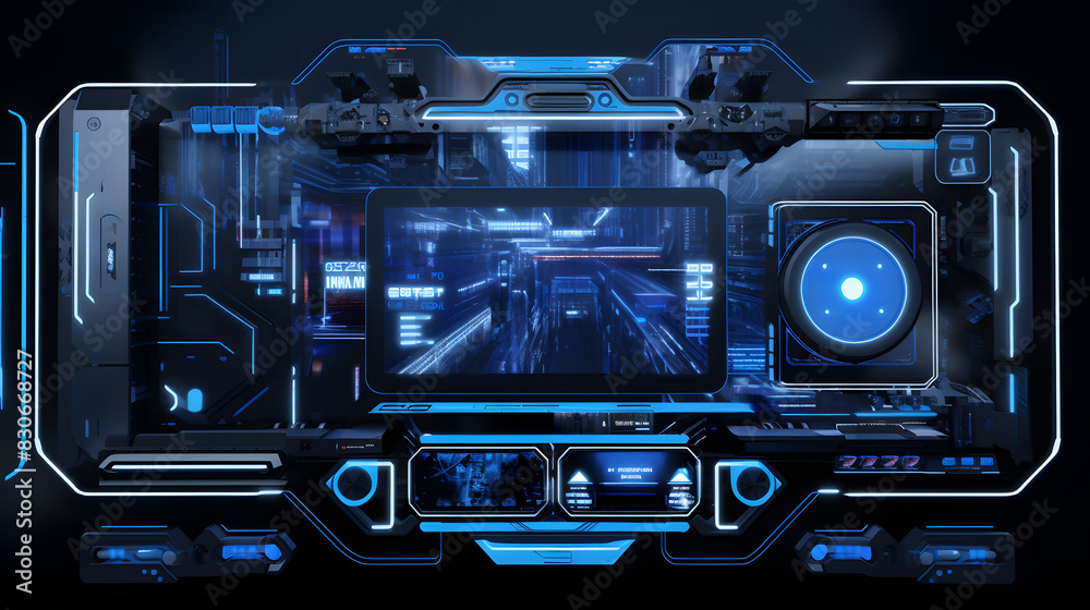 Obraz premium Digital blue futuristic design graphics poster background
