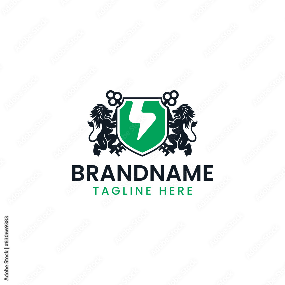Logo two Lion shield Energy design icon suistable for business Technology Logo two Lion shield Energy design icon suistable for business Technology
