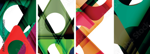 Abstract background set featuring captivating triangles. Harmonious blend of geometry and style, these designs bring modern flair