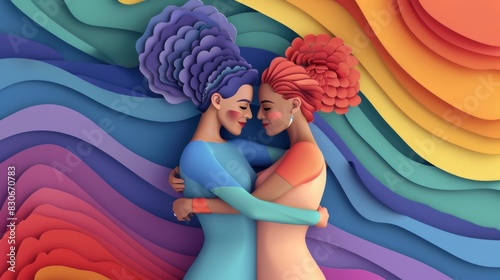 Lesbian Couple Embracing Each Other photo