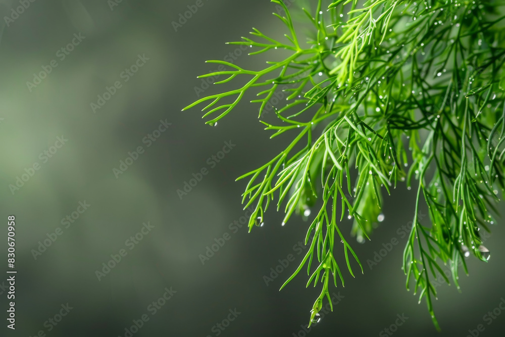 Fresh Green Dill with Water Droplets on Dark Background Fresh Green Dill with Water Droplets on Dark Background