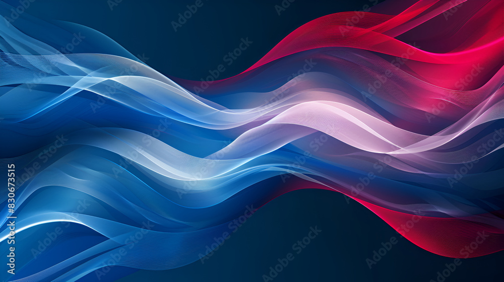 Fototapeta premium abstract background with smooth lines in blue and pink colors, digitally generate,Multicolour geometric wave on white background. Modern abstract background design