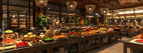Lavish Buffet Spread in a Luxurious Casino Restaurant with Diverse Culinary Offerings photo