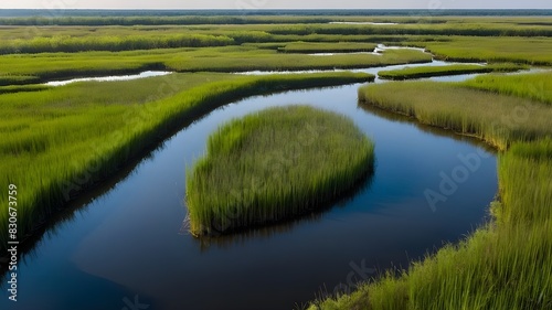 Discover a Vast Expanse of Wetlands Stretching as Far as the Eye Can See, Follow the Tranquil River Winding Its Way Through a Pristine Wetland Landscape, Immerse Yourself in the Serenity of a Tranquil