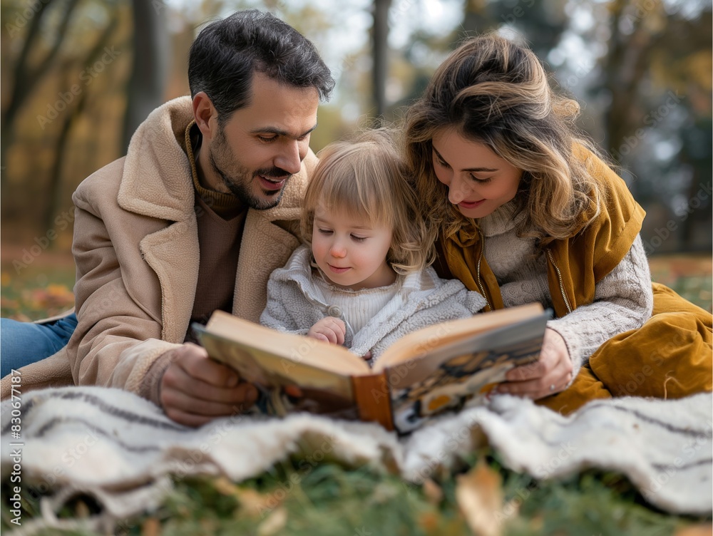 Adults or family members engaging with children, reading books together or taking children on a park outing. Adults or family members engaging with children, reading books together or taking children on a park outing.