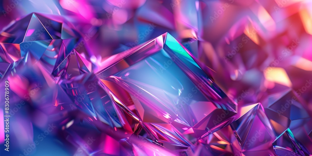 Modern Abstract Wallpaper, with Refractive Glass Fragments. Vibrant, Purple and Blue 3D Render. Modern Abstract Wallpaper, with Refractive Glass Fragments. Vibrant, Purple and Blue 3D Render.