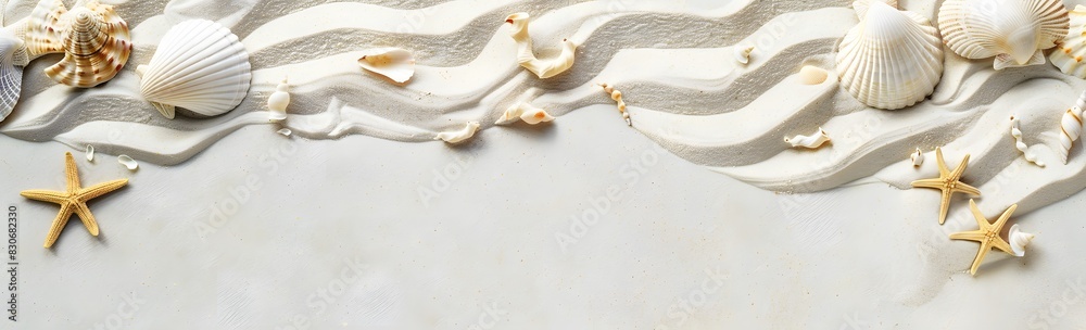 Light Grey Sand with Seashells and Starfish Background Light Grey Sand with Seashells and Starfish Background