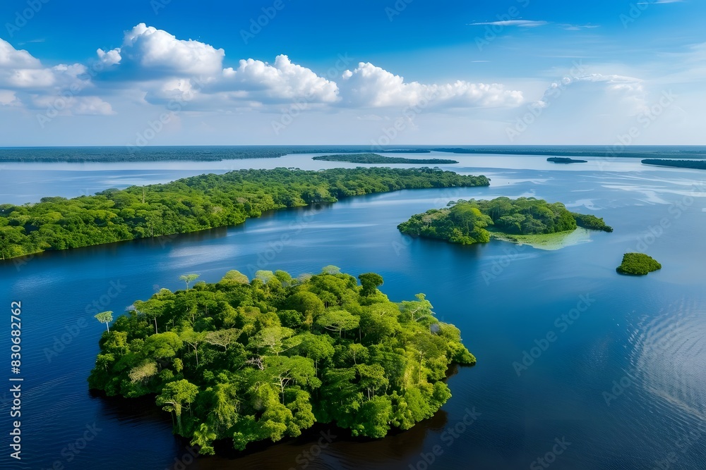 Aerial View of Amazon Rainforest and River Aerial View of Amazon Rainforest and River