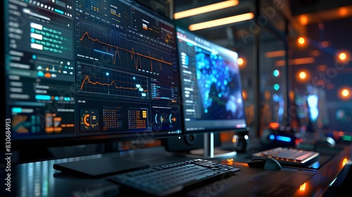 Wallpaper Mural A dark room lit up by computer screens Torontodigital.ca