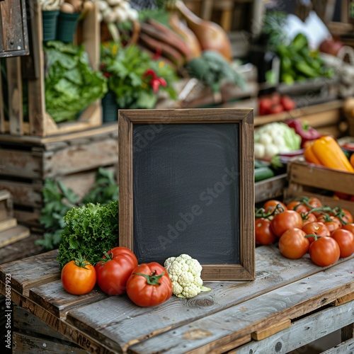 Farmers Market Chalkboard Displaying Fresh Produce
