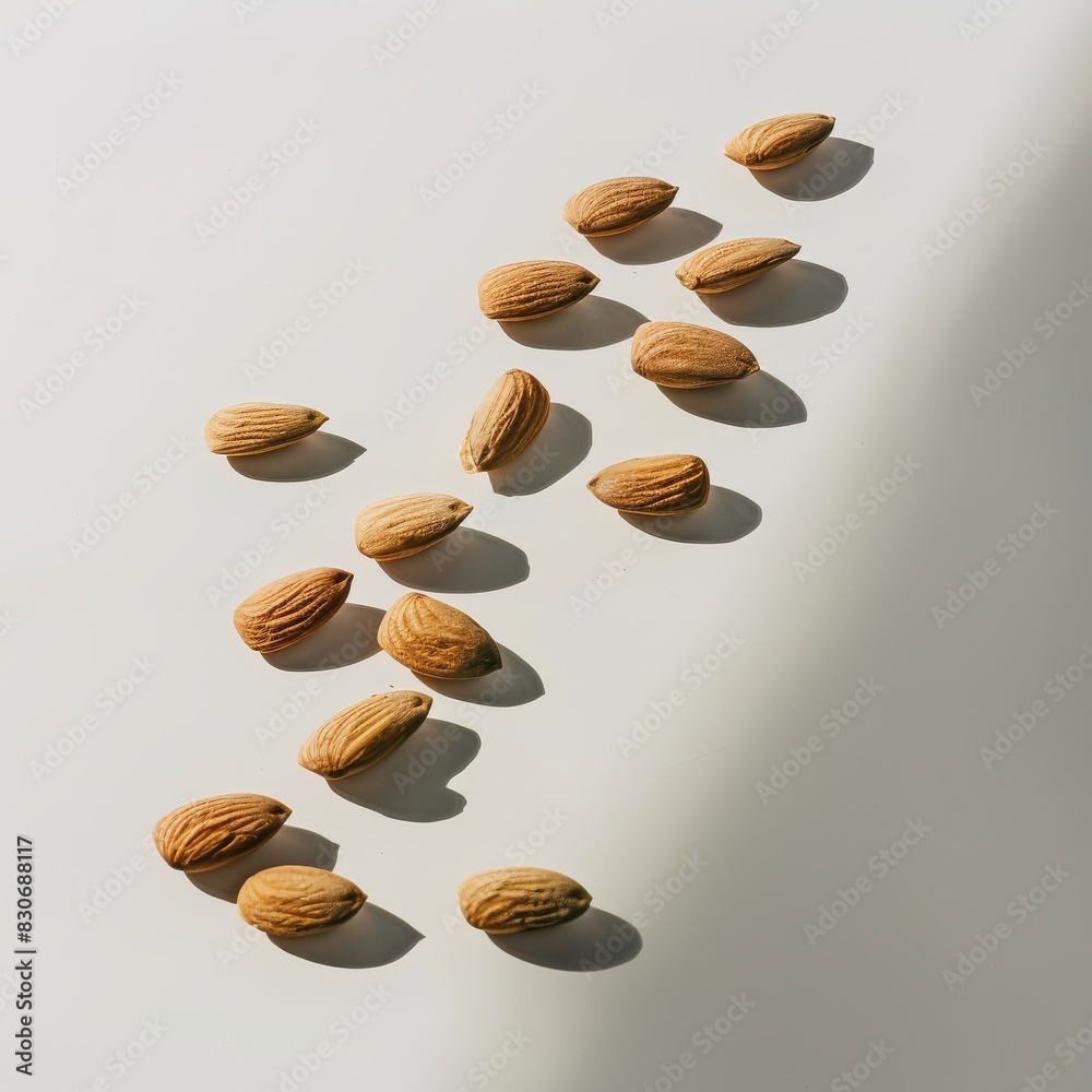 a precise analog photograph of almonds, white background, studio light --chaos 26 --ar 1:1 --style raw --stylize 50 Job ID: 23f1936d-a514-40b0-94e9-f44a413d2852 a precise analog photograph of almonds, white background, studio light --chaos 26 --ar 1:1 --style raw --stylize 50 Job ID: 23f1936d-a514-40b0-94e9-f44a413d2852