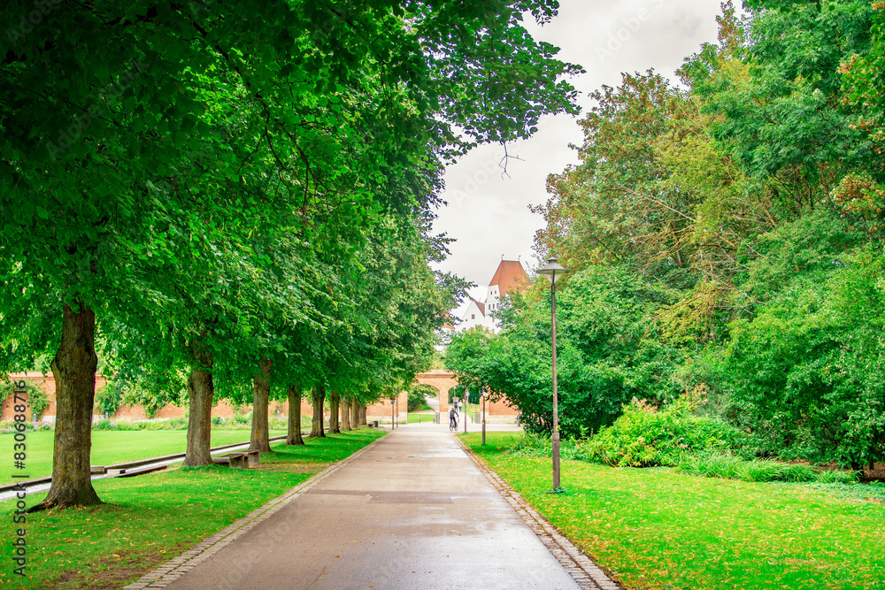 beautiful summer view in the park, Ingolstadt	
