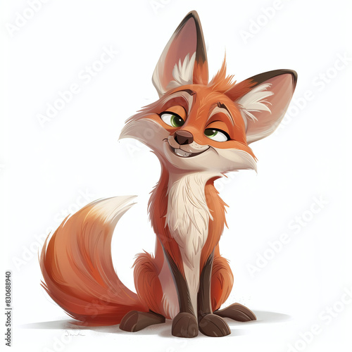 Fox, cartoon style, white background