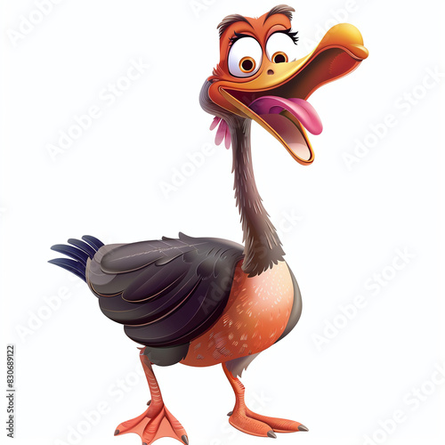 Goose, cartoon style, white background