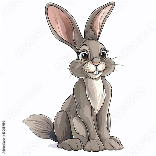 Hare, cartoon style, white background