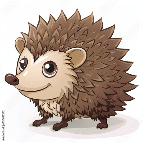 Hedgehog, cartoon style, white background