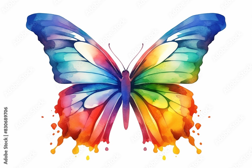 Fototapeta premium Watercolor butterfly isolated on white background 