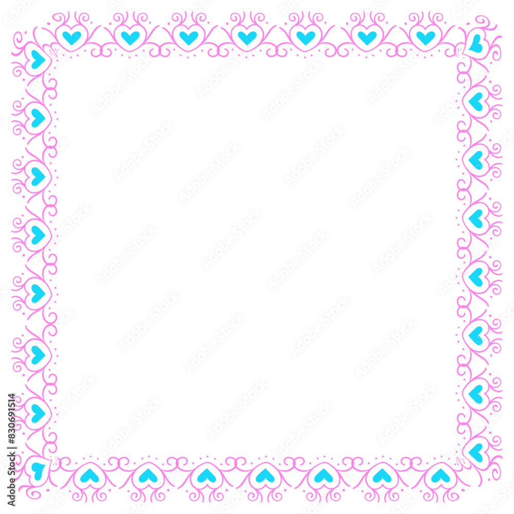 Hand drawn hearts border and frame design