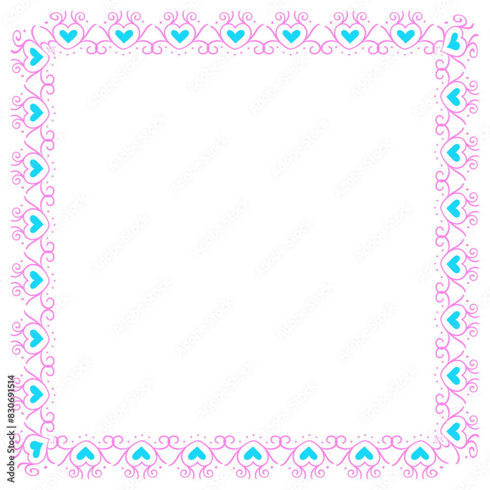 Hand drawn hearts border and frame design Hand drawn hearts border and frame design