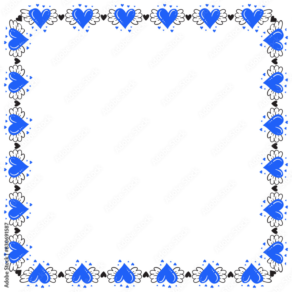 Hand drawn hearts border and frame design Hand drawn hearts border and frame design