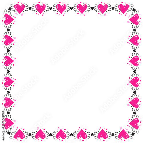 Wallpaper Mural Hand drawn hearts border and frame design Torontodigital.ca
