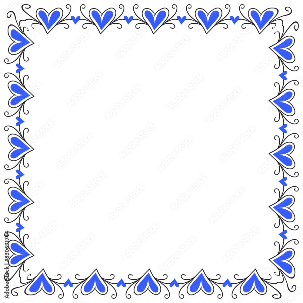 Hand drawn hearts border and frame design Hand drawn hearts border and frame design