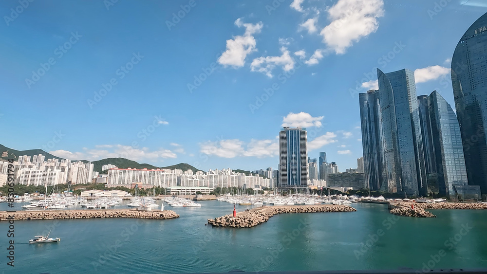 Fototapeta premium city skyline and harbor ,South Korea ,Busan