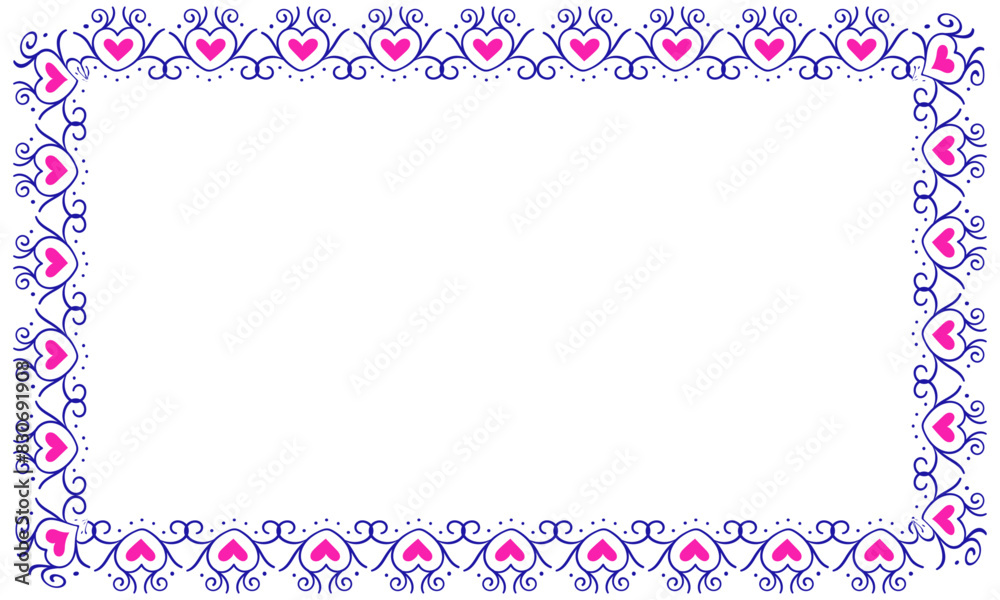 Hand drawn hearts border and frame design Hand drawn hearts border and frame design