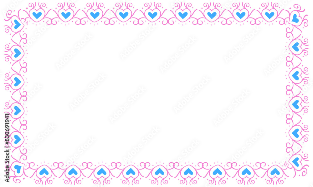 Hand drawn hearts border and frame design Hand drawn hearts border and frame design