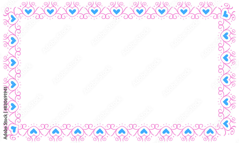 Hand drawn hearts border and frame design