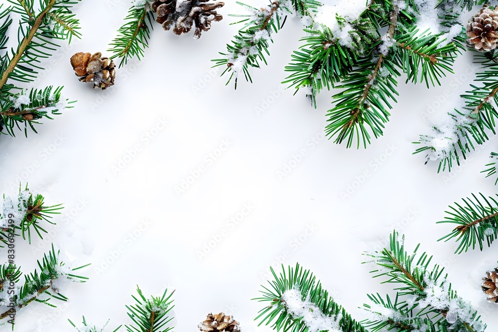Christmas Background with Snow and Pine Branches Christmas Background with Snow and Pine Branches