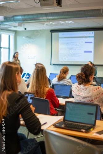 Wallpaper Mural Professional Photography of an interactive training session using multimedia presentations, Generative AI Torontodigital.ca
