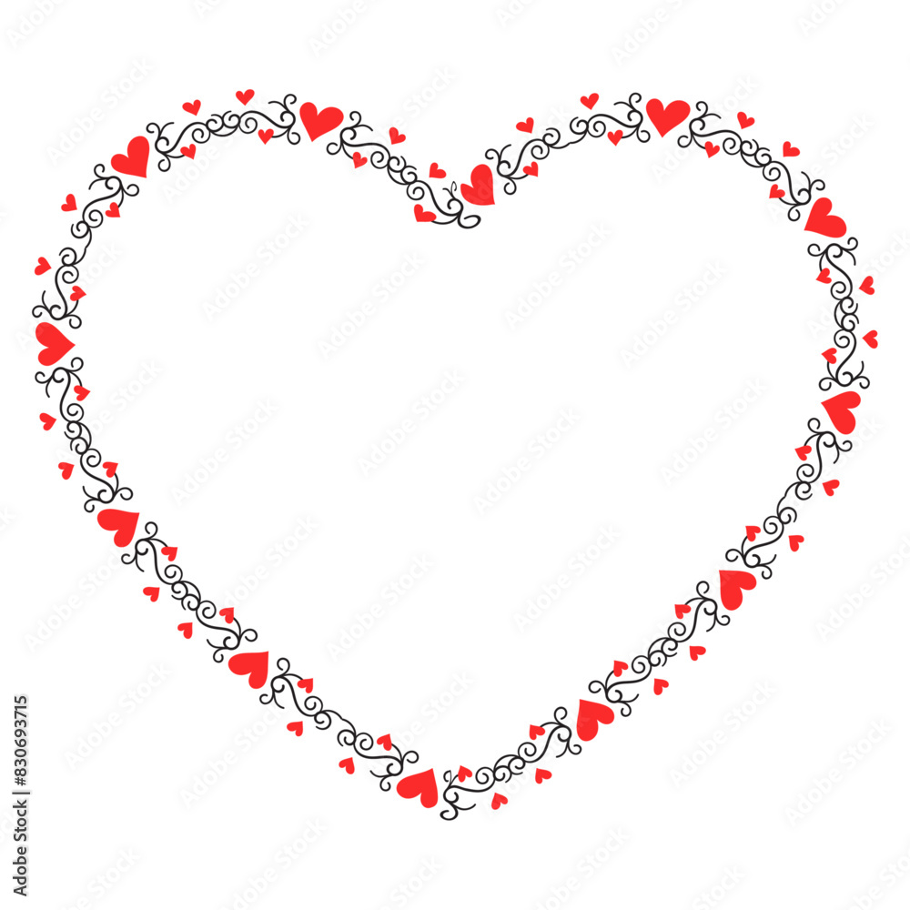 Hand drawn hearts border and frame design Hand drawn hearts border and frame design