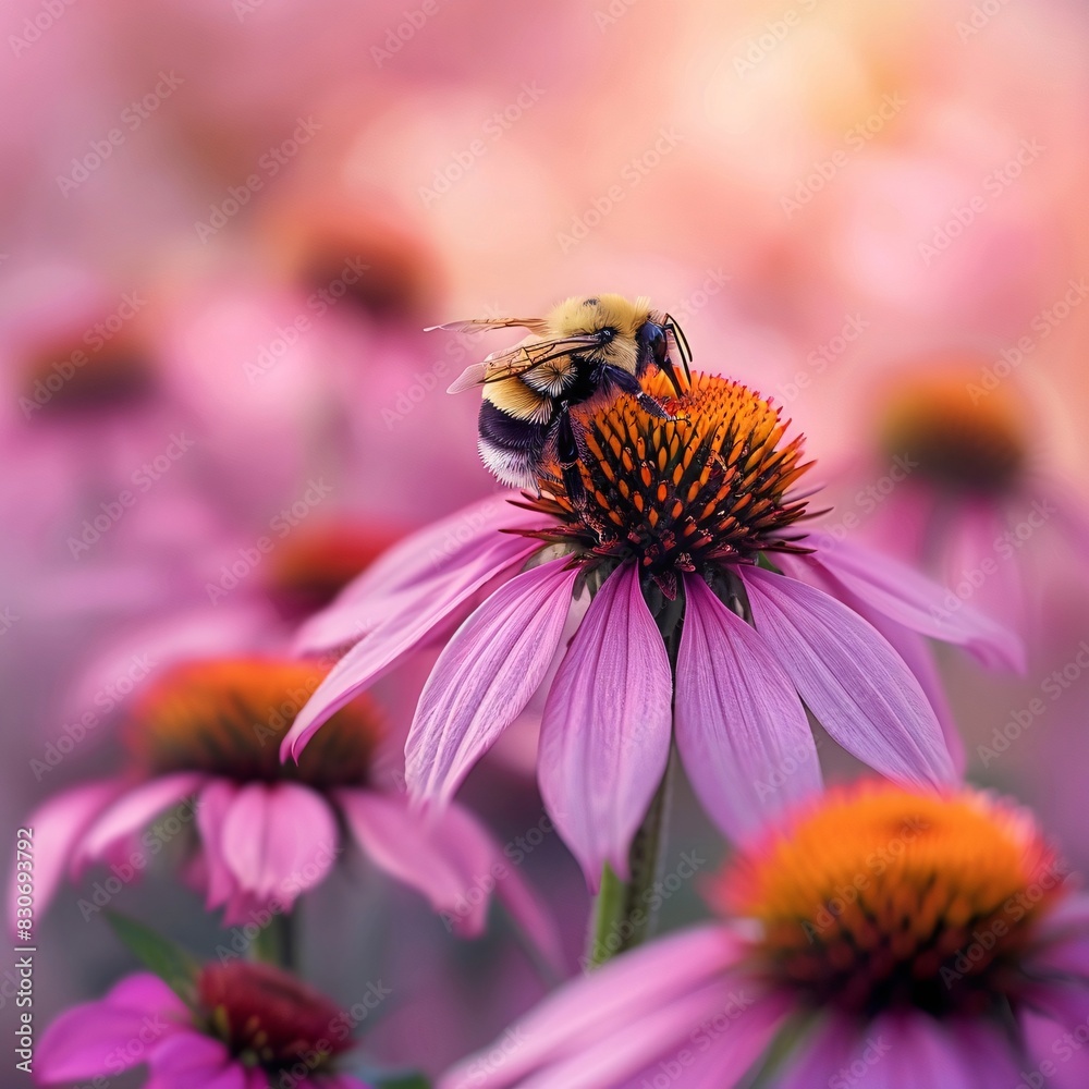 Buzzing Bliss: A Bee Amidst Vibrant Wildflowers Buzzing Bliss: A Bee Amidst Vibrant Wildflowers