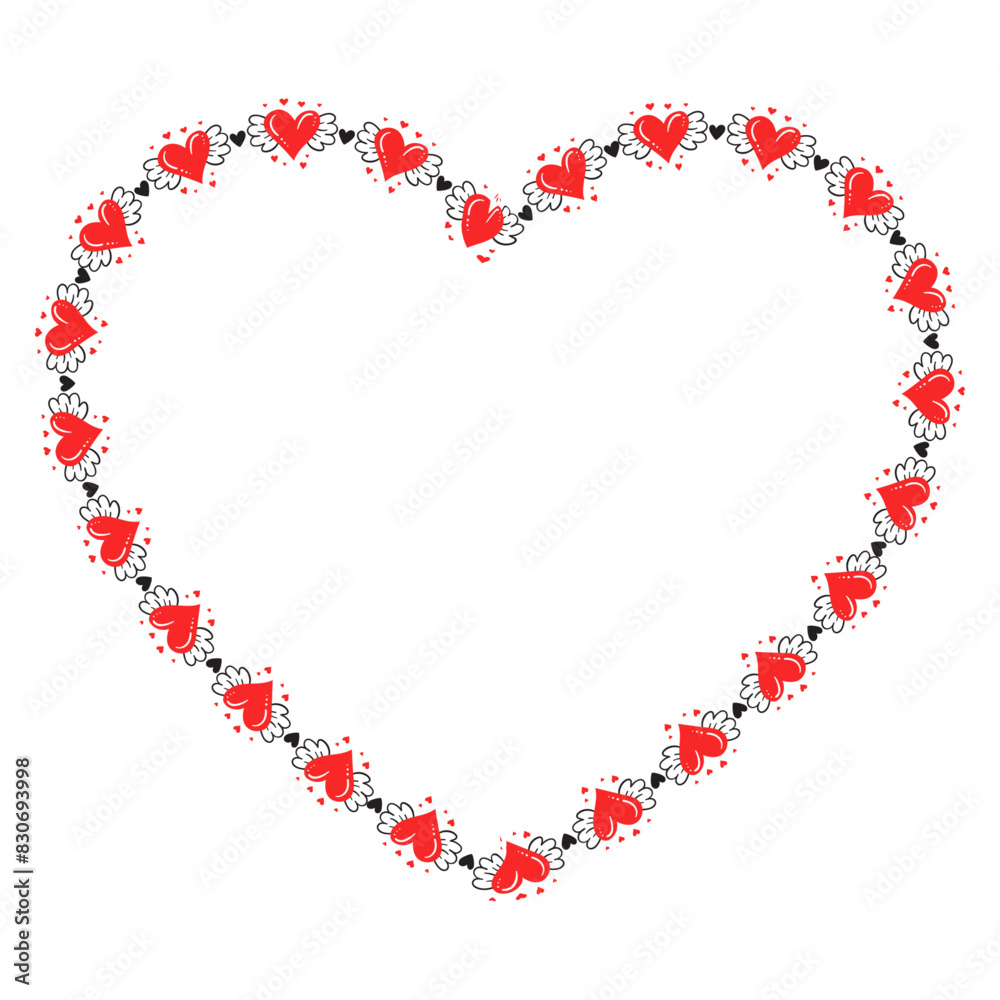 Hand drawn hearts border and frame design Hand drawn hearts border and frame design