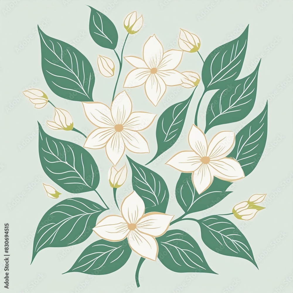 ジャスミンの花のイラスト ジャスミンの花のイラスト