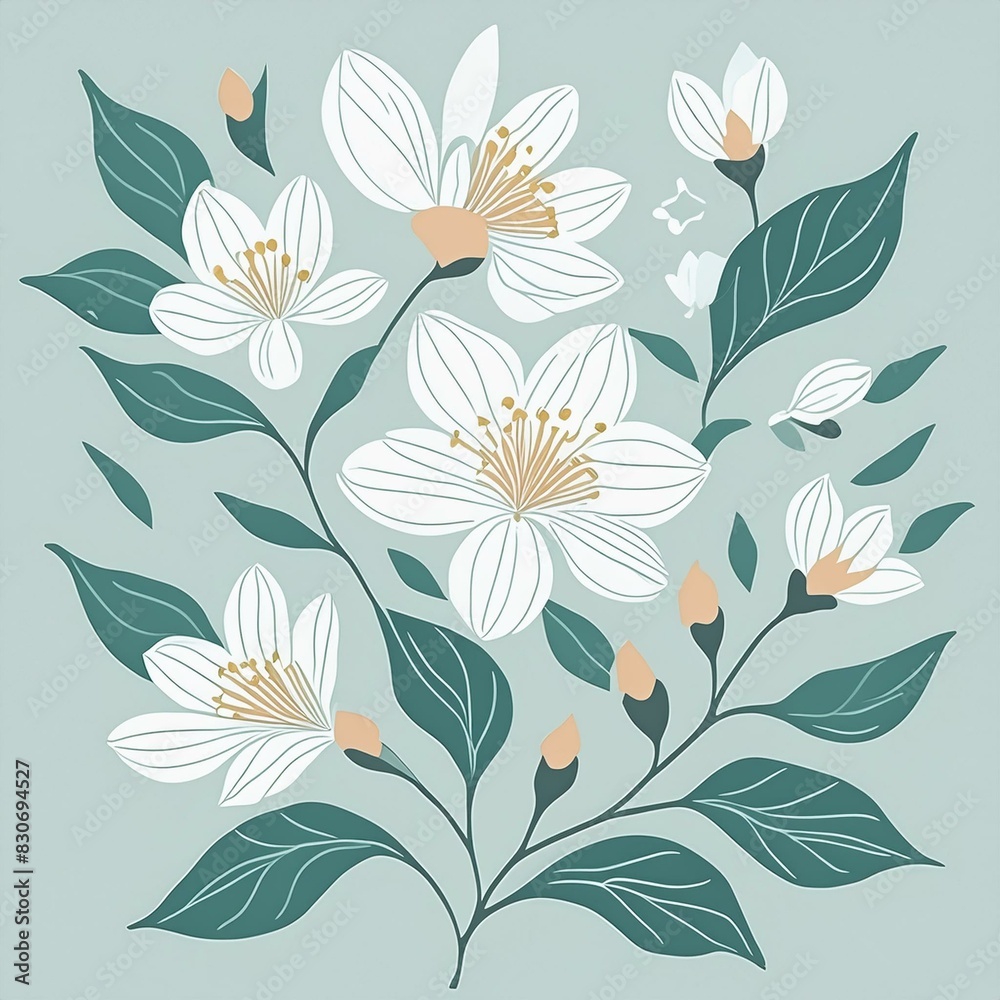 ジャスミンの花のイラスト ジャスミンの花のイラスト