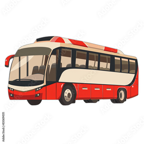 Bright red double decker London bus, a popular British public transport icon, stands alone on a white background