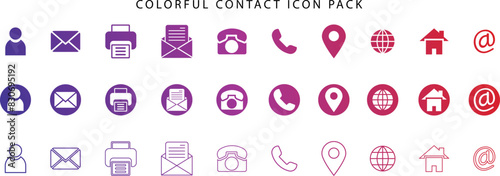 Colorful Contact Vector icon pack