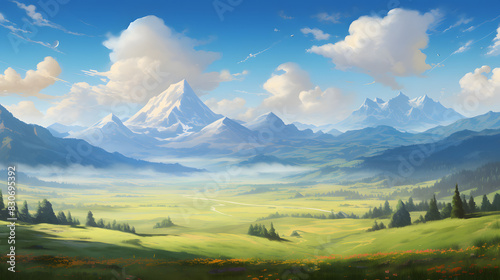 digital colorful fantasy landscape graphics poster background