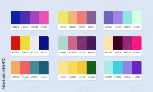 Pantone colour palette catalog samples. Color swatch. Set of abstract color palette banner