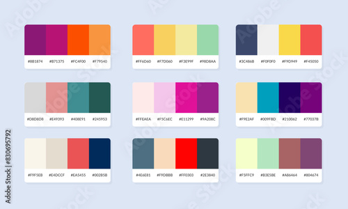 Pantone colour palette catalog samples. Color swatch. Set of abstract color palette banner
