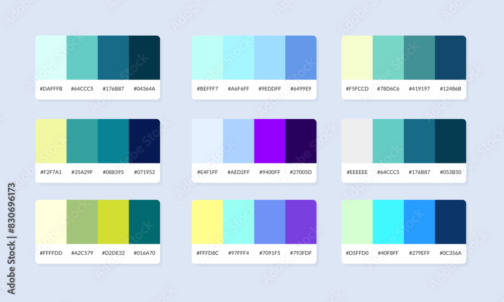 Pantone colour palette catalog samples. Color swatch. Set of abstract color palette banner